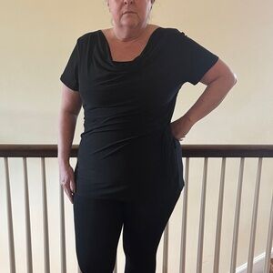 Black Short Sleeve tie front Top~2X